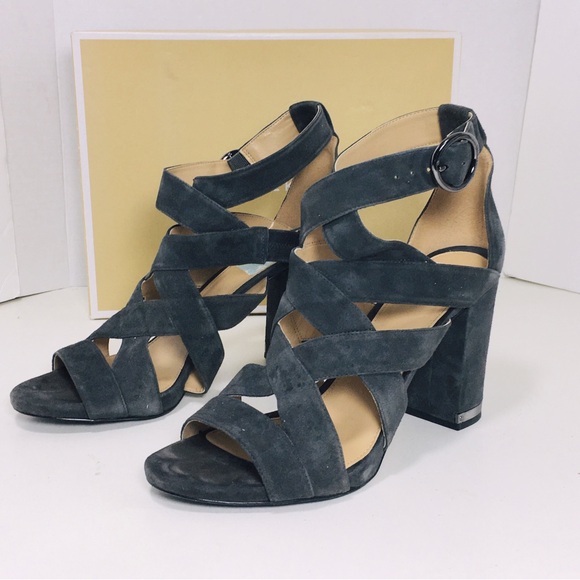 Michael Kors Valerie Sandal Suede Charcoal 11 M - Picture 1 of 15